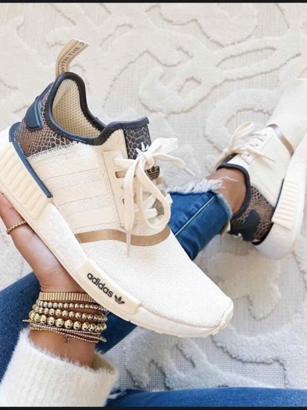 Adidas Originals Nmd R1 Runner Shoe Womens Wonder White/ Grey (Beige), Size 7